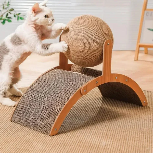 Kediler İçin Eğlenceli Doğal Lifli Kedi Tırmalama Oyuncağı Toplu ve Eğimli Tahta