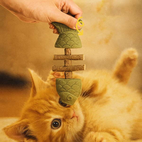 Balık Kılçığı Şeklinde Matatabi ve Ahşap Kedi Oyuncağı – Diş Kaşıyıcı ve Çiğneme Çubuğu